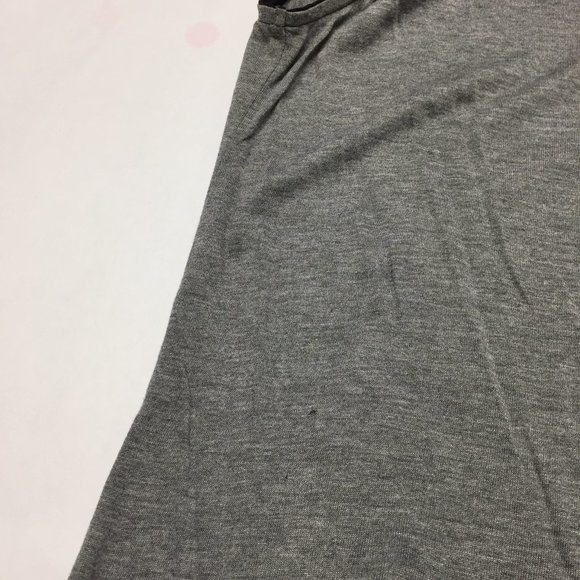 VINCE Gray Jersey Black Silk Trim Colorblock Slit Hem Sleeveless High Neck Top - Picture 12 of 15